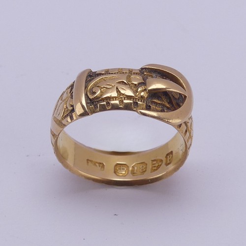 151 - A late Victorian 18ct yellow gold Buckle Ring, hallmarked Chester 1898, Size J½, 4.8g.... 