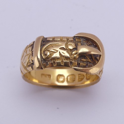 151 - A late Victorian 18ct yellow gold Buckle Ring, hallmarked Chester 1898, Size J½, 4.8g.... 