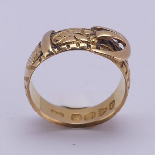 151 - A late Victorian 18ct yellow gold Buckle Ring, hallmarked Chester 1898, Size J½, 4.8g.... 