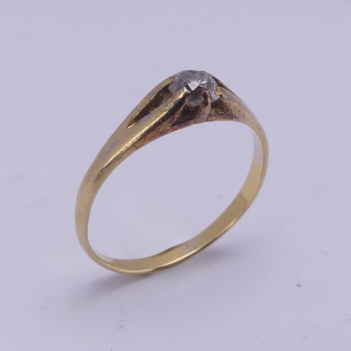 152 - A single stone diamond Ring, the cushion cut stone approx. 0.3ct, claw set in 18ct yellow gold with ... 