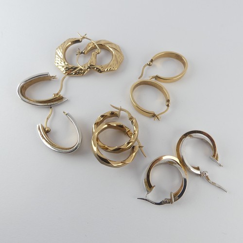 321 - Five pair of 9ct gold hollow hoop Earrings, approx. total weight 9.2g (5 pairs)