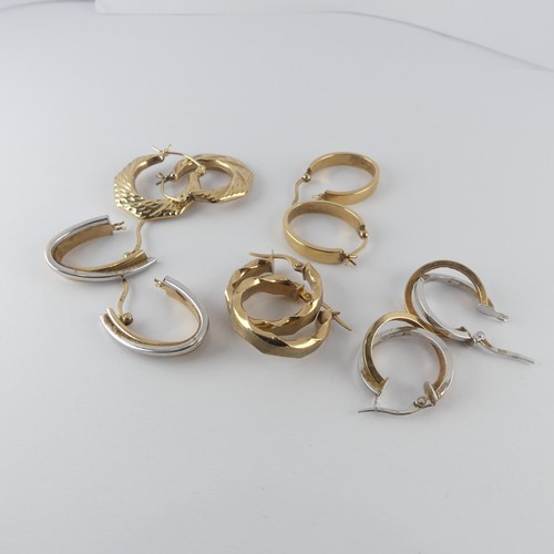 321 - Five pair of 9ct gold hollow hoop Earrings, approx. total weight 9.2g (5 pairs)