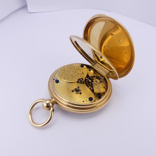 129 - A Victorian 18ct yellow gold open face Pocket Watch, by Barraud & Lunds, with white enamel dial,... 