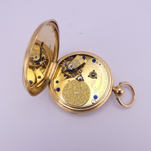 129 - A Victorian 18ct yellow gold open face Pocket Watch, by Barraud & Lunds, with white enamel dial,... 