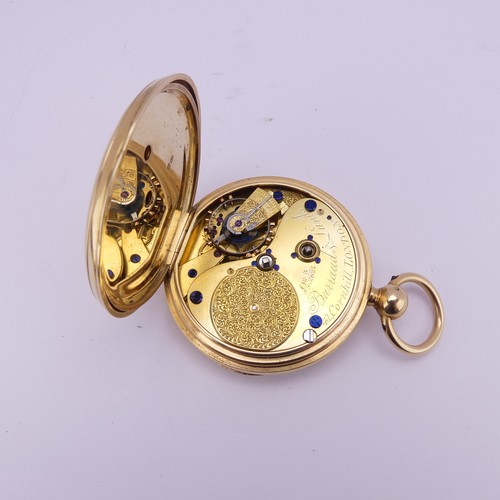 129 - A Victorian 18ct yellow gold open face Pocket Watch, by Barraud & Lunds, with white enamel dial,... 