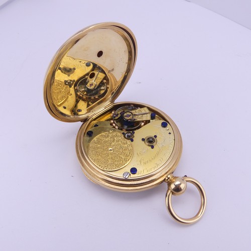 129 - A Victorian 18ct yellow gold open face Pocket Watch, by Barraud & Lunds, with white enamel dial,... 