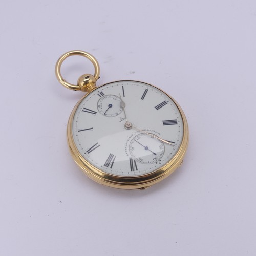 129 - A Victorian 18ct yellow gold open face Pocket Watch, by Barraud & Lunds, with white enamel dial,... 