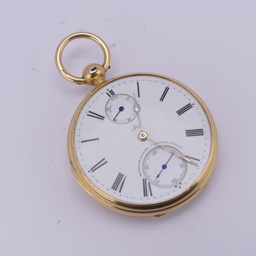 129 - A Victorian 18ct yellow gold open face Pocket Watch, by Barraud & Lunds, with white enamel dial,... 