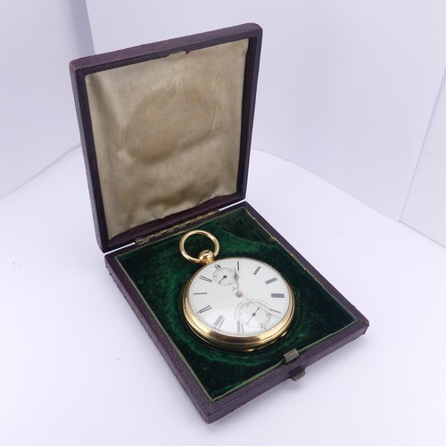 129 - A Victorian 18ct yellow gold open face Pocket Watch, by Barraud & Lunds, with white enamel dial,... 