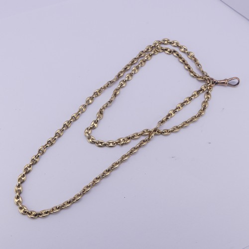 350 - A 9ct yellow gold anchor link Chain, both ends suspended from a watch clip, cannot be unfastened, 66... 