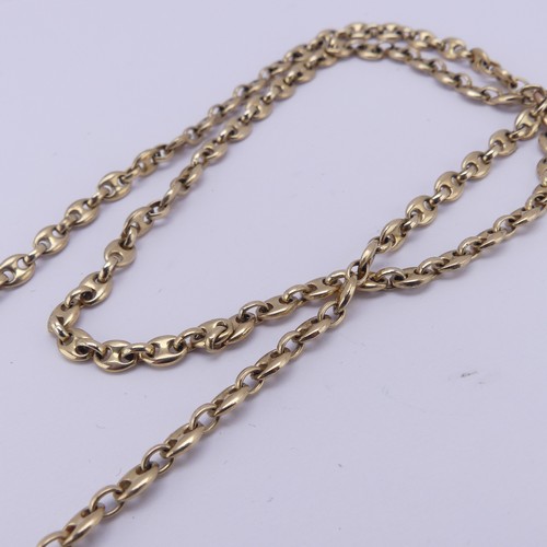 350 - A 9ct yellow gold anchor link Chain, both ends suspended from a watch clip, cannot be unfastened, 66... 