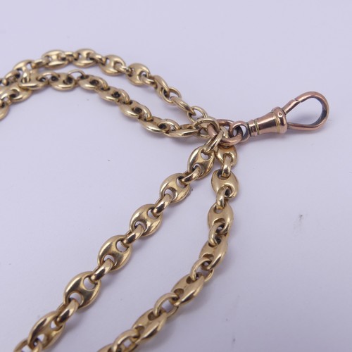 350 - A 9ct yellow gold anchor link Chain, both ends suspended from a watch clip, cannot be unfastened, 66... 