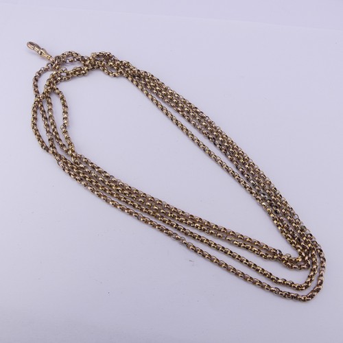 351 - A 9ct yellow gold belcher Chain, joined by a watch clip, 160cm long, 28.2g.