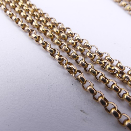 351 - A 9ct yellow gold belcher Chain, joined by a watch clip, 160cm long, 28.2g.