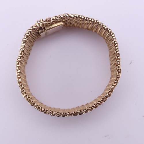 286 - A 9ct yellow gold woven mesh Bracelet, hallmarked Birmingham 1990, 25.5mm wide, 18cm long, 55g.... 