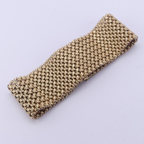 286 - A 9ct yellow gold woven mesh Bracelet, hallmarked Birmingham 1990, 25.5mm wide, 18cm long, 55g.... 