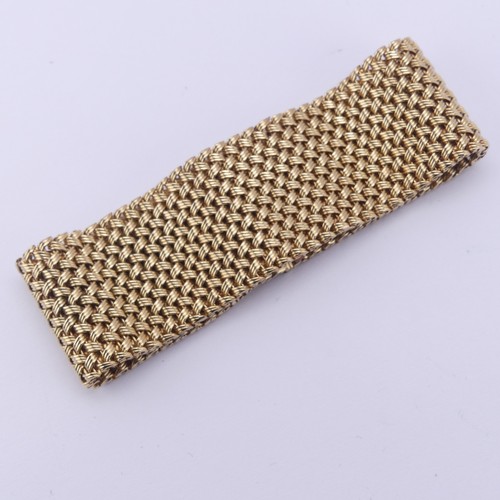 286 - A 9ct yellow gold woven mesh Bracelet, hallmarked Birmingham 1990, 25.5mm wide, 18cm long, 55g.... 