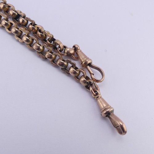 255 - A Victorian 9ct gold double Albert Watch Chain, the T-Bar suspending two chains each terminating in ... 