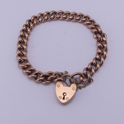 287 - A 9ct rose gold curb link Bracelet, with 9ct gold padlock clasp, 13.3g.