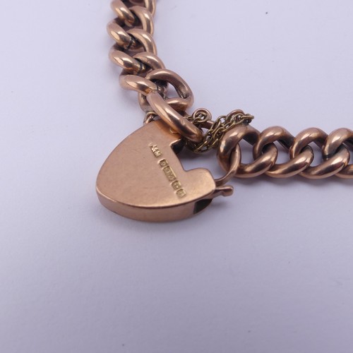 287 - A 9ct rose gold curb link Bracelet, with 9ct gold padlock clasp, 13.3g.