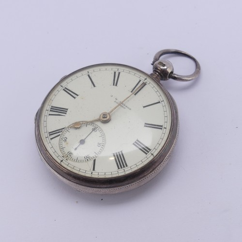 132 - A Victorian silver J.W Benson Pocket Watch, hallmarked London 1882, signed white enamel dial with Ro... 