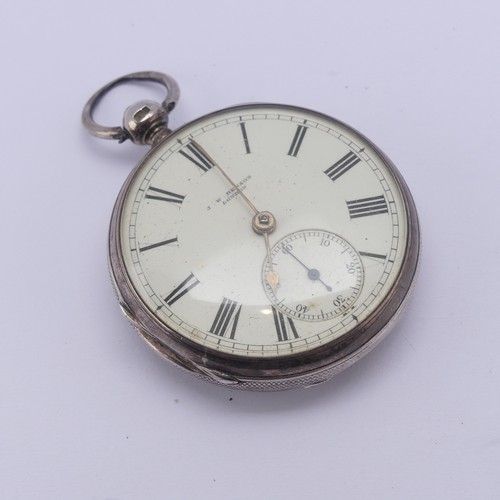 132 - A Victorian silver J.W Benson Pocket Watch, hallmarked London 1882, signed white enamel dial with Ro... 