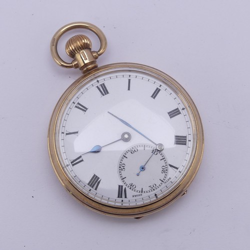 133 - A 9ct yellow gold Pocket Watch, the unsigned white enamel dial with Roman Numerals and subsidiary se... 