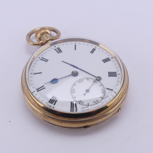 133 - A 9ct yellow gold Pocket Watch, the unsigned white enamel dial with Roman Numerals and subsidiary se... 