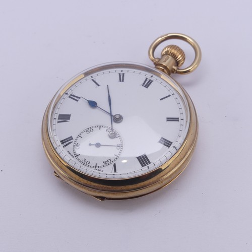 133 - A 9ct yellow gold Pocket Watch, the unsigned white enamel dial with Roman Numerals and subsidiary se... 