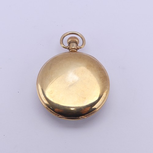 133 - A 9ct yellow gold Pocket Watch, the unsigned white enamel dial with Roman Numerals and subsidiary se... 