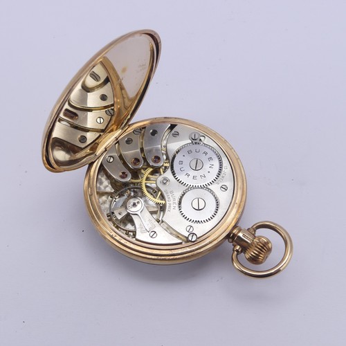 133 - A 9ct yellow gold Pocket Watch, the unsigned white enamel dial with Roman Numerals and subsidiary se... 