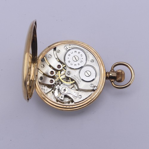 133 - A 9ct yellow gold Pocket Watch, the unsigned white enamel dial with Roman Numerals and subsidiary se... 