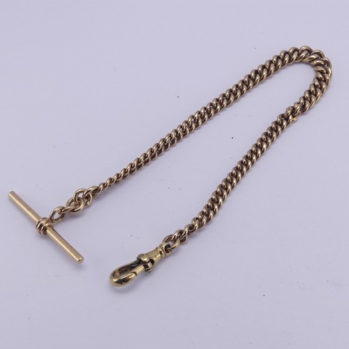 258 - A 9ct yellow gold graduated Watch Chain, one end with T-Bar, the other a clip, 24cm long, approx. to... 