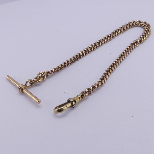 258 - A 9ct yellow gold graduated Watch Chain, one end with T-Bar, the other a clip, 24cm long, approx. to... 