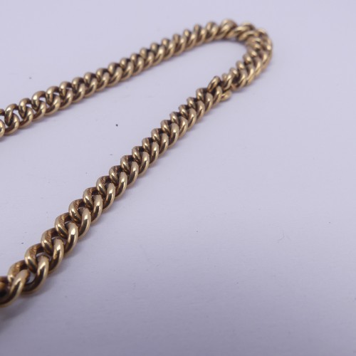 258 - A 9ct yellow gold graduated Watch Chain, one end with T-Bar, the other a clip, 24cm long, approx. to... 