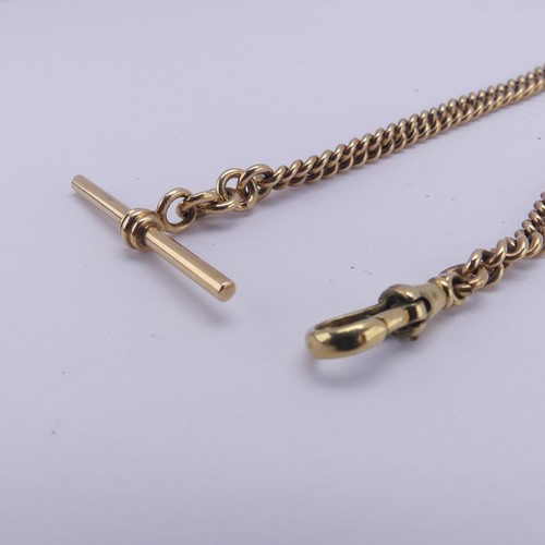 258 - A 9ct yellow gold graduated Watch Chain, one end with T-Bar, the other a clip, 24cm long, approx. to... 