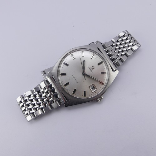 135 - An Omega Geneve stainless steel Wristwatch, model 136041, the silvered dial with baton markers and d... 