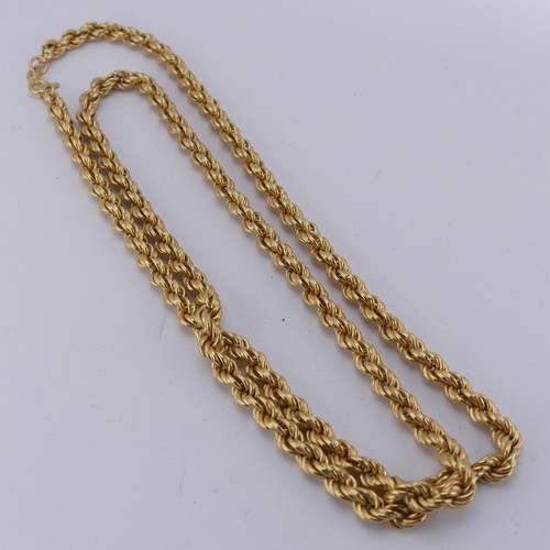 260 - An 18ct yellow gold ropetwist Necklace, 62cm long, 18.2g.