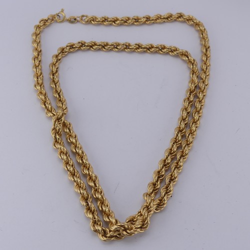 260 - An 18ct yellow gold ropetwist Necklace, 62cm long, 18.2g.