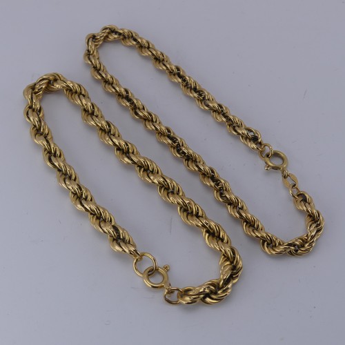 292 - An 18ct yellow gold ropetwist Bracelet, 20cm long, together with another 19.5cm long, approx. total ... 