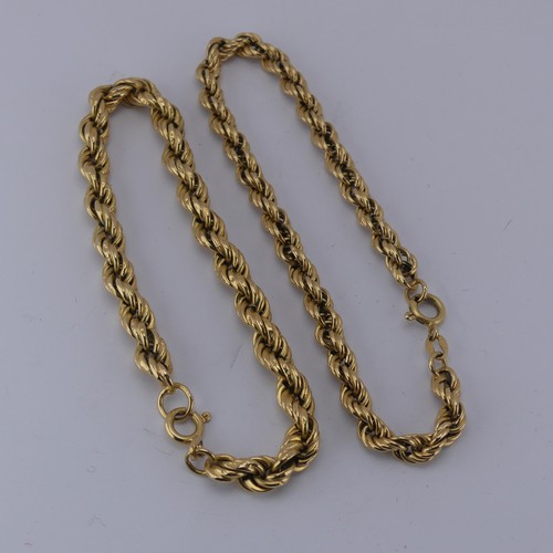 292 - An 18ct yellow gold ropetwist Bracelet, 20cm long, together with another 19.5cm long, approx. total ... 