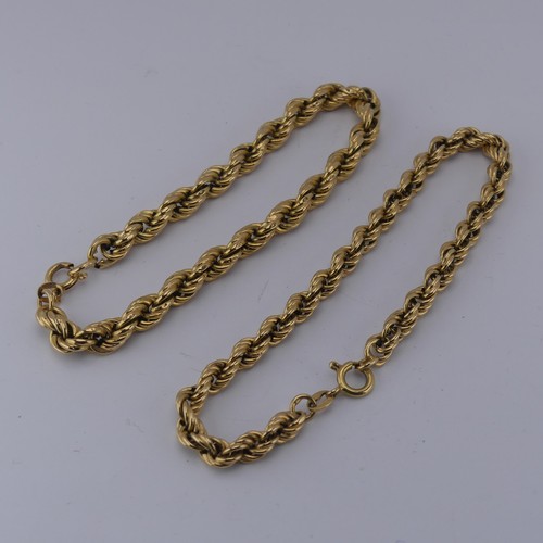 292 - An 18ct yellow gold ropetwist Bracelet, 20cm long, together with another 19.5cm long, approx. total ... 