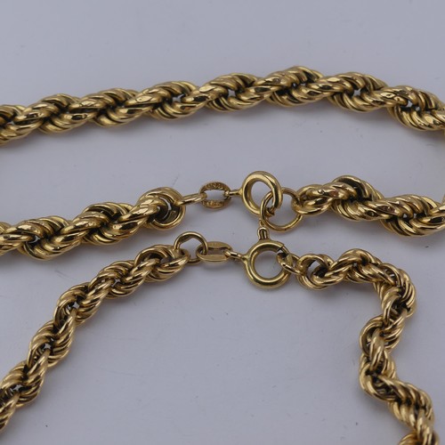 292 - An 18ct yellow gold ropetwist Bracelet, 20cm long, together with another 19.5cm long, approx. total ... 