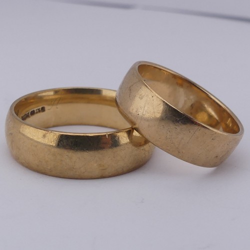 362 - A 9ct yellow gold Band, 6.7g wide, Size T, together with another smaller, 6.2mm wide, Size N, approx... 