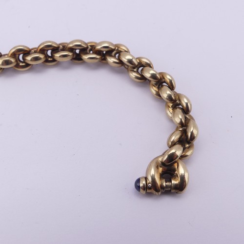 363 - An Italian Chiampesan 9ct yellow gold Bracelet, the clasp set cabochon sapphire, 19cm long, 21.6g.... 