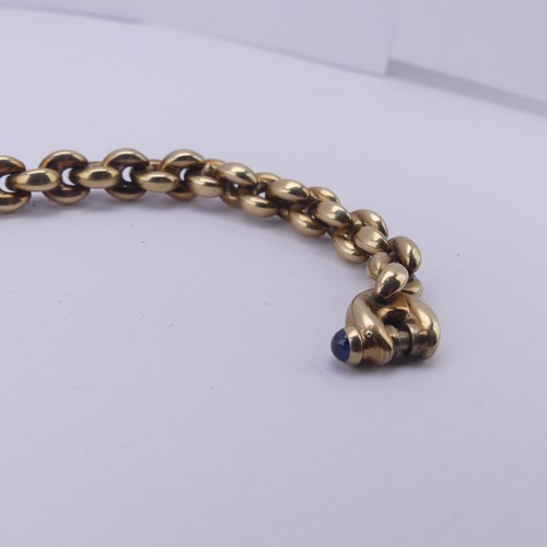 363 - An Italian Chiampesan 9ct yellow gold Bracelet, the clasp set cabochon sapphire, 19cm long, 21.6g.... 