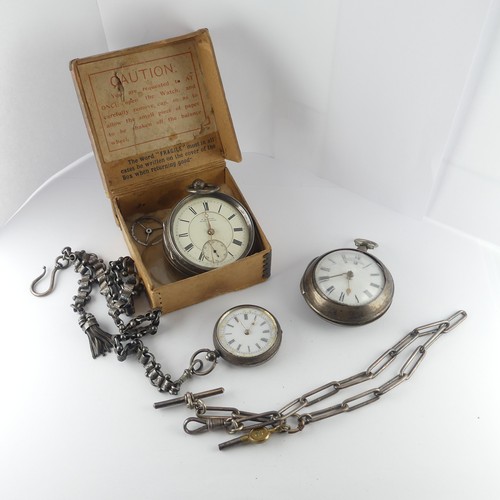 138 - A Victorian silver H. Samuel Pocket Watch, signed white enamel dial with Roman Numerals and subsidia... 