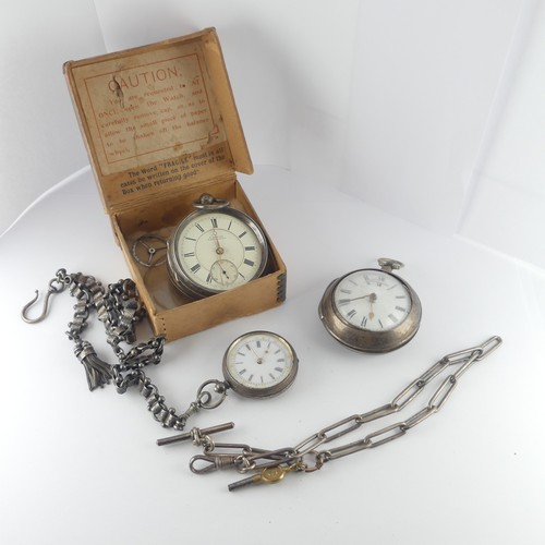 138 - A Victorian silver H. Samuel Pocket Watch, signed white enamel dial with Roman Numerals and subsidia... 