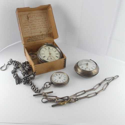 138 - A Victorian silver H. Samuel Pocket Watch, signed white enamel dial with Roman Numerals and subsidia... 