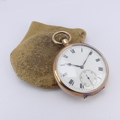 139 - A 9ct yellow gold open face Pocket Watch, the unsigned white enamel dial with Roman Numerals and sub... 